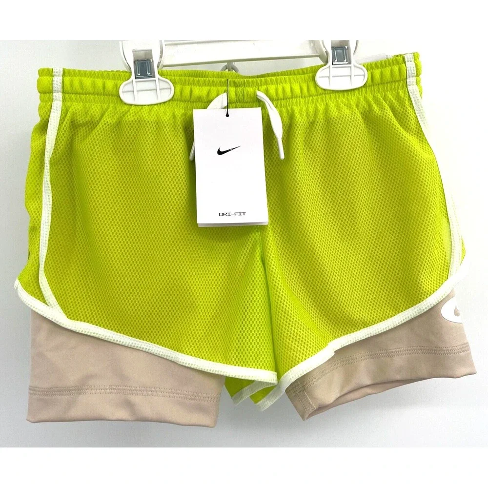 NIKE DRI-FIT TEMPO‎ LINED RUNNING SHORTS Youth Girl Medium 10-12 Atomic Green